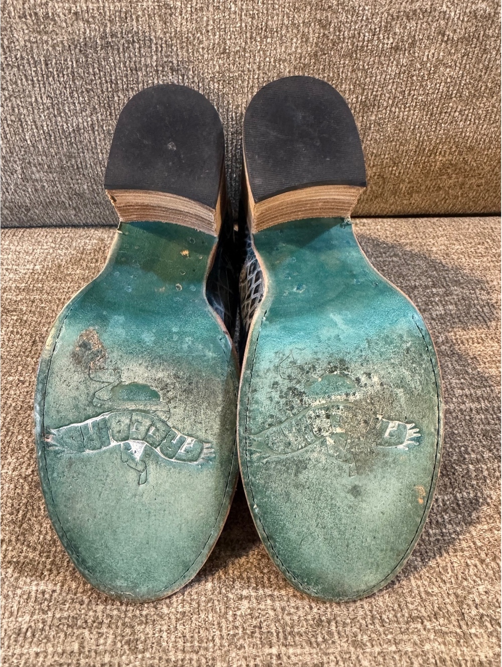 FREEBIRD BY STEVEN Randi Turquoise Blue Croc Leather Strappy Ankle Bootie 8 - Picture 7 of 10